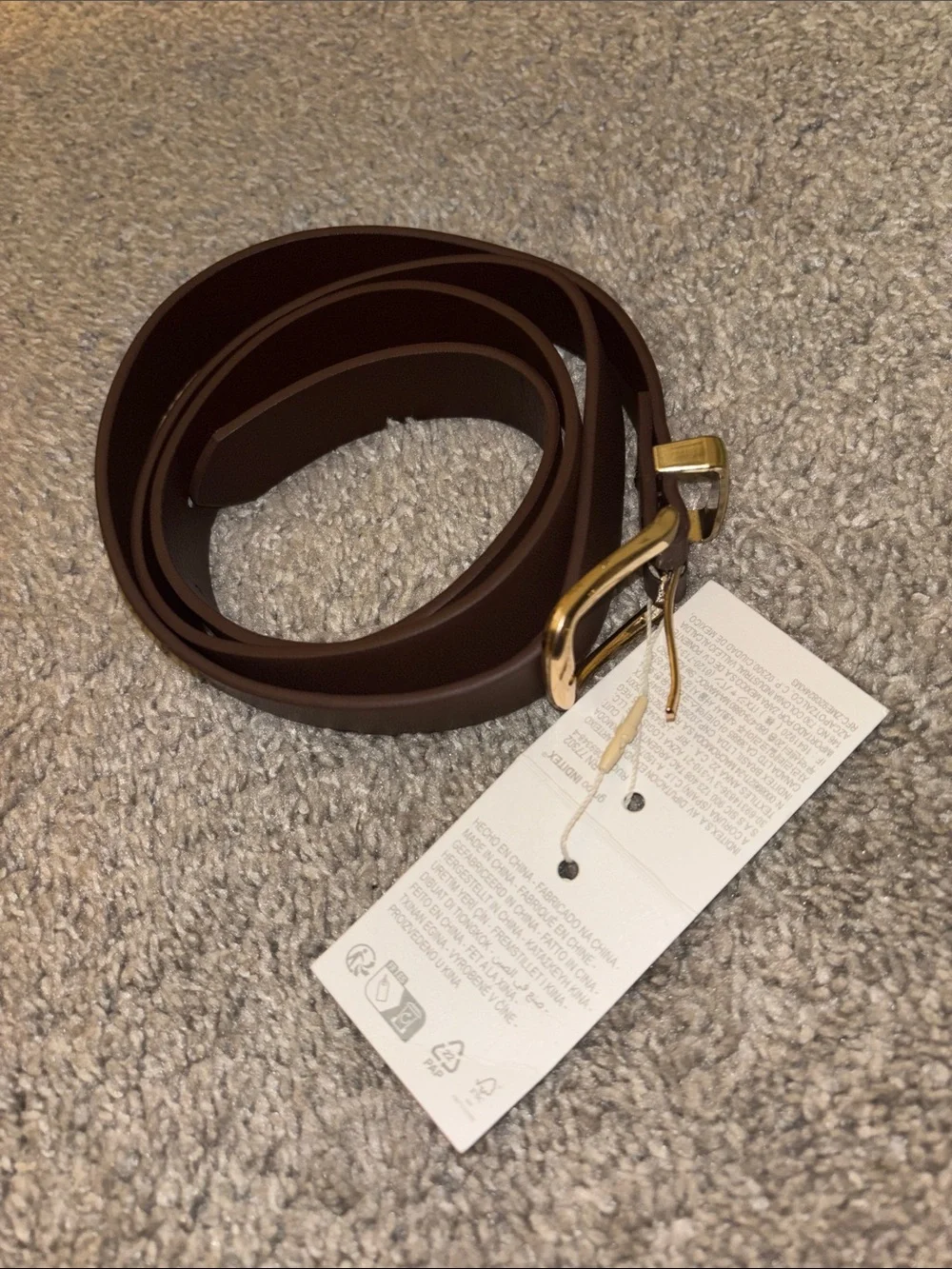 🫈ZARA Faux Leather Belt ~ Chocolate/Gold